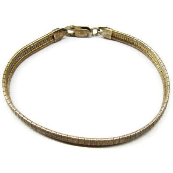 7 3/8" Long Designed Link Sterling Silver 925 Made In Italy Vintage Bracelet - Picture 2 of 10